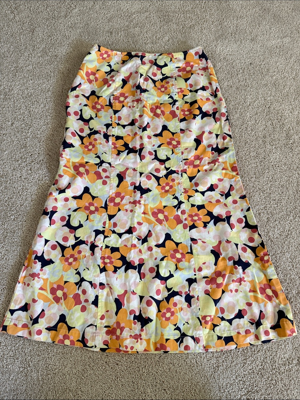 Talbots Floral A-Line Skirt in Yellow, Orange & Black